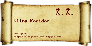 Kling Koridon névjegykártya